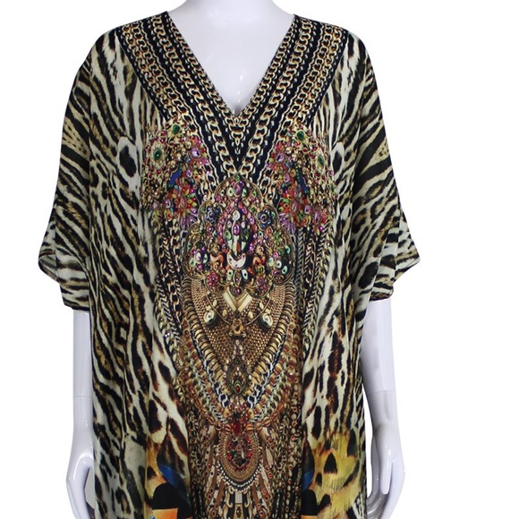 Animal Print Kaftan-Leopard Print Kaftan Dress New - Picture 3 of 5